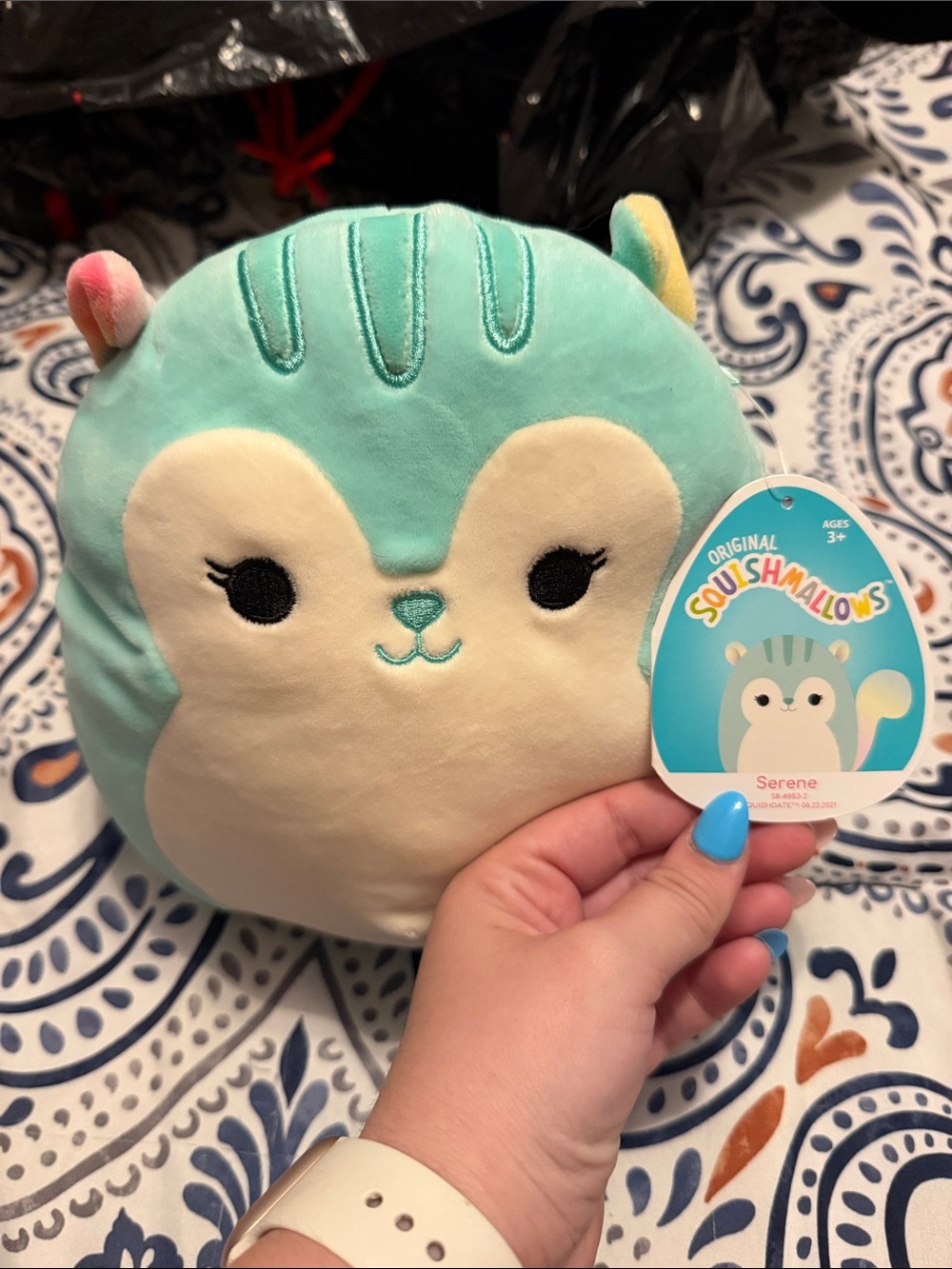 Squishmallows Serene Aqua & Cream Plush Round Pillow